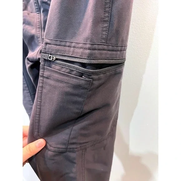 FIGS Yola Skinny Scrub Pants Women's Size Large Charcoal Gray Pink Drawstring - Picture 5 of 6